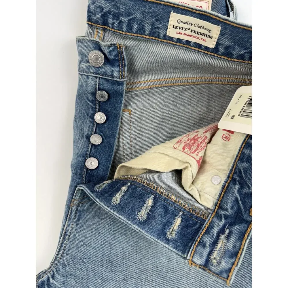 Levi's Premium Women 501 Original Fit Mid Rise Straight Leg Jeans 28x32 Blue NWT - Picture 2 of 16